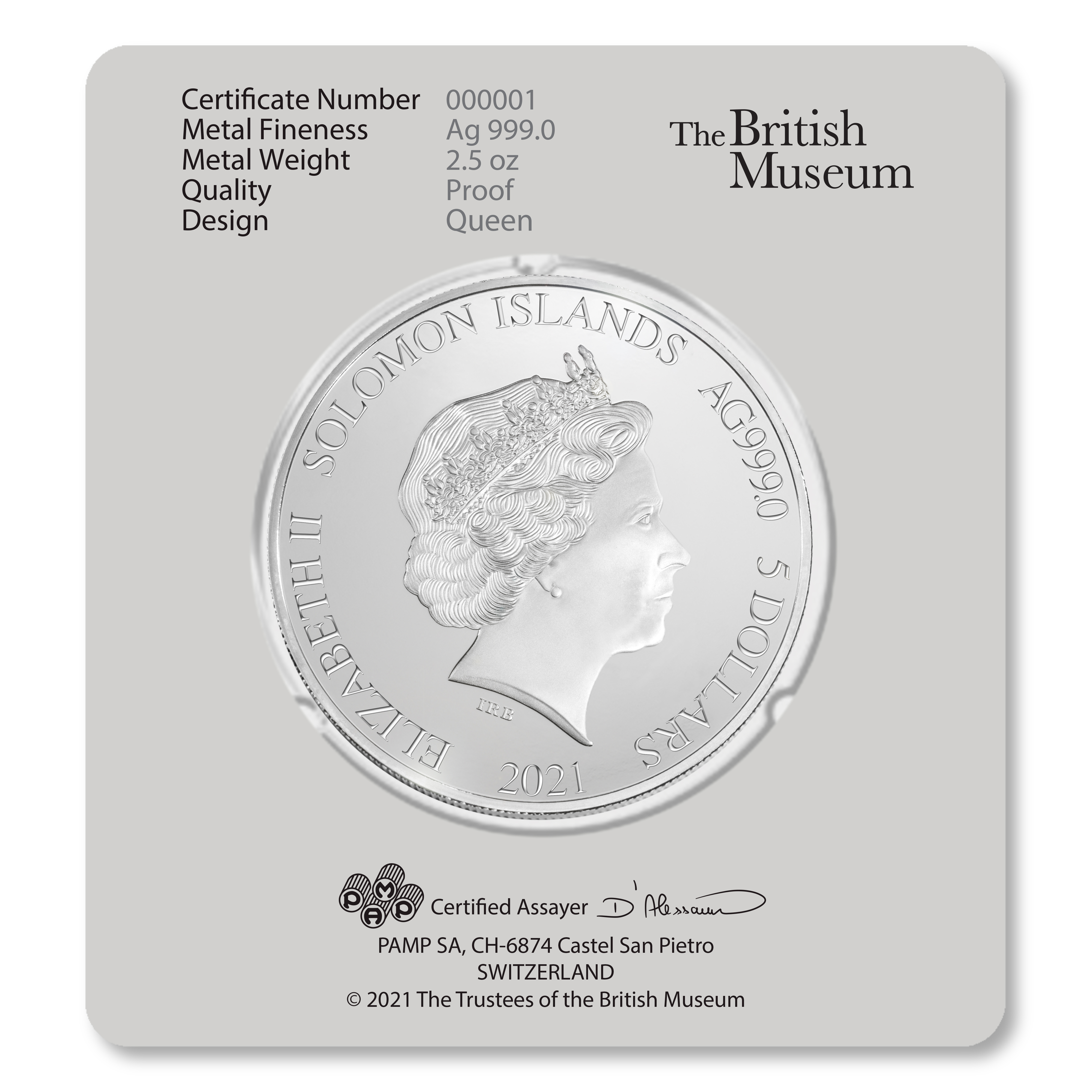 British Museum Lewis Chessmen - The Queen - 2.5 oz Silver Coin