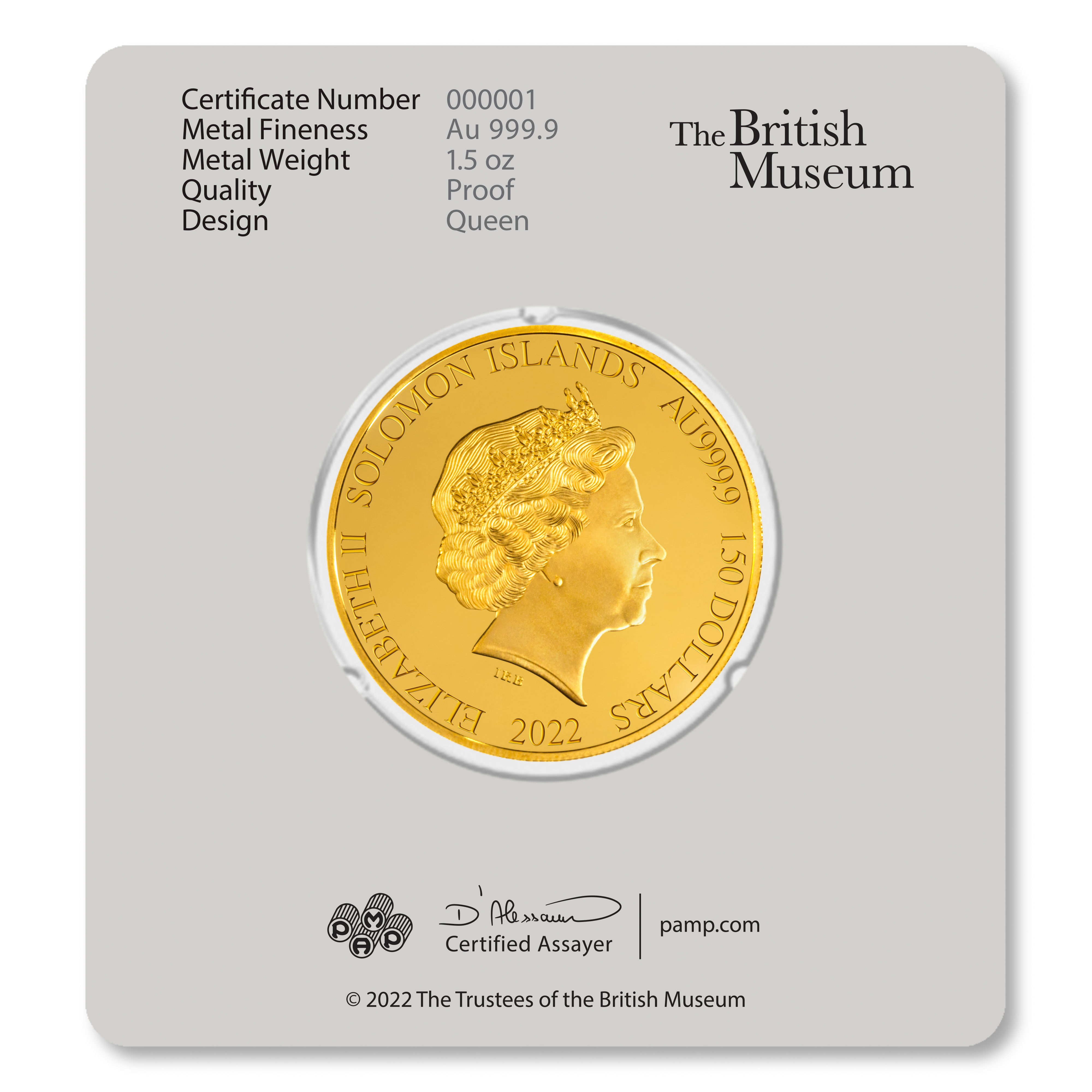 British Museum Lewis Chessmen - The Queen - 1.5 oz Gold Coin