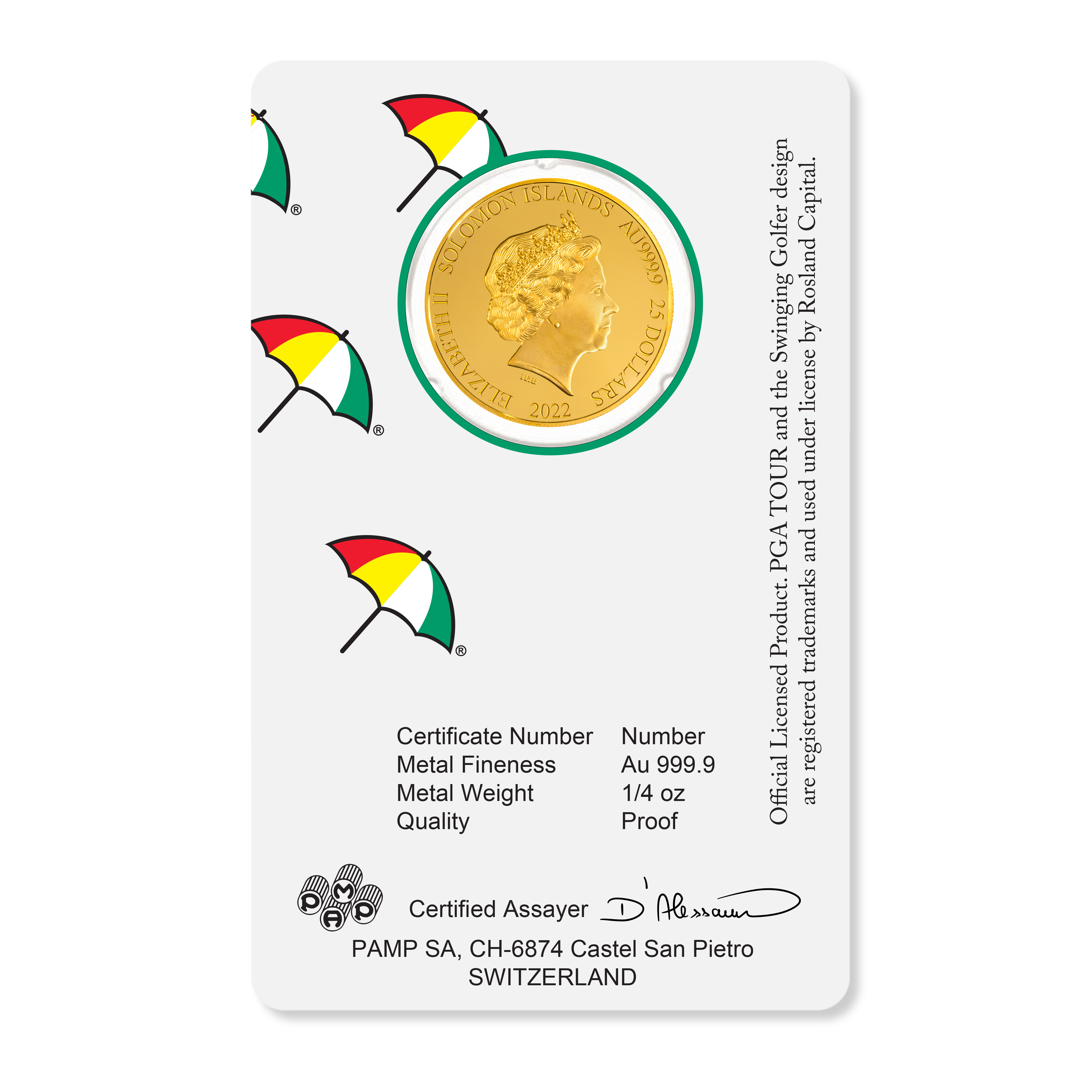 Arnold Palmer 1/4 oz Gold Proof 2022