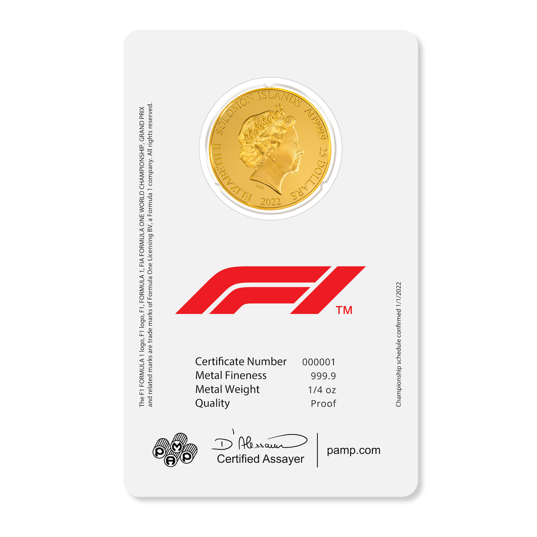 Formula 1® Championship 1/4 oz Gold Coin 2022