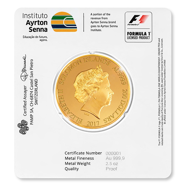 ayrton senna gold coin back