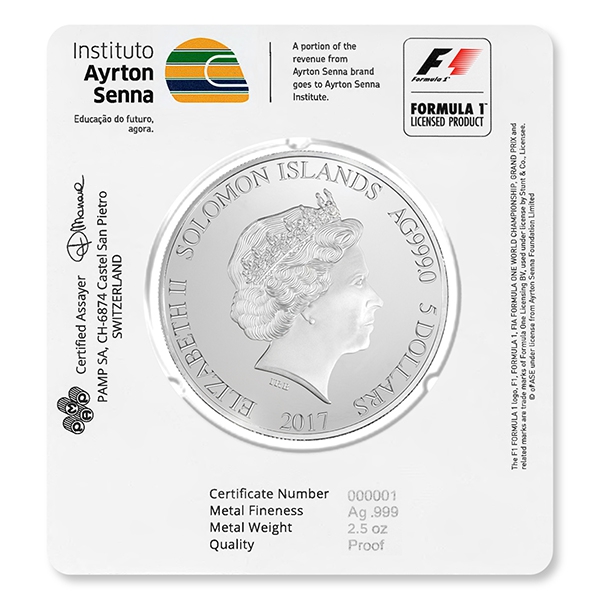 Ayrton Senna Silver Coin Back