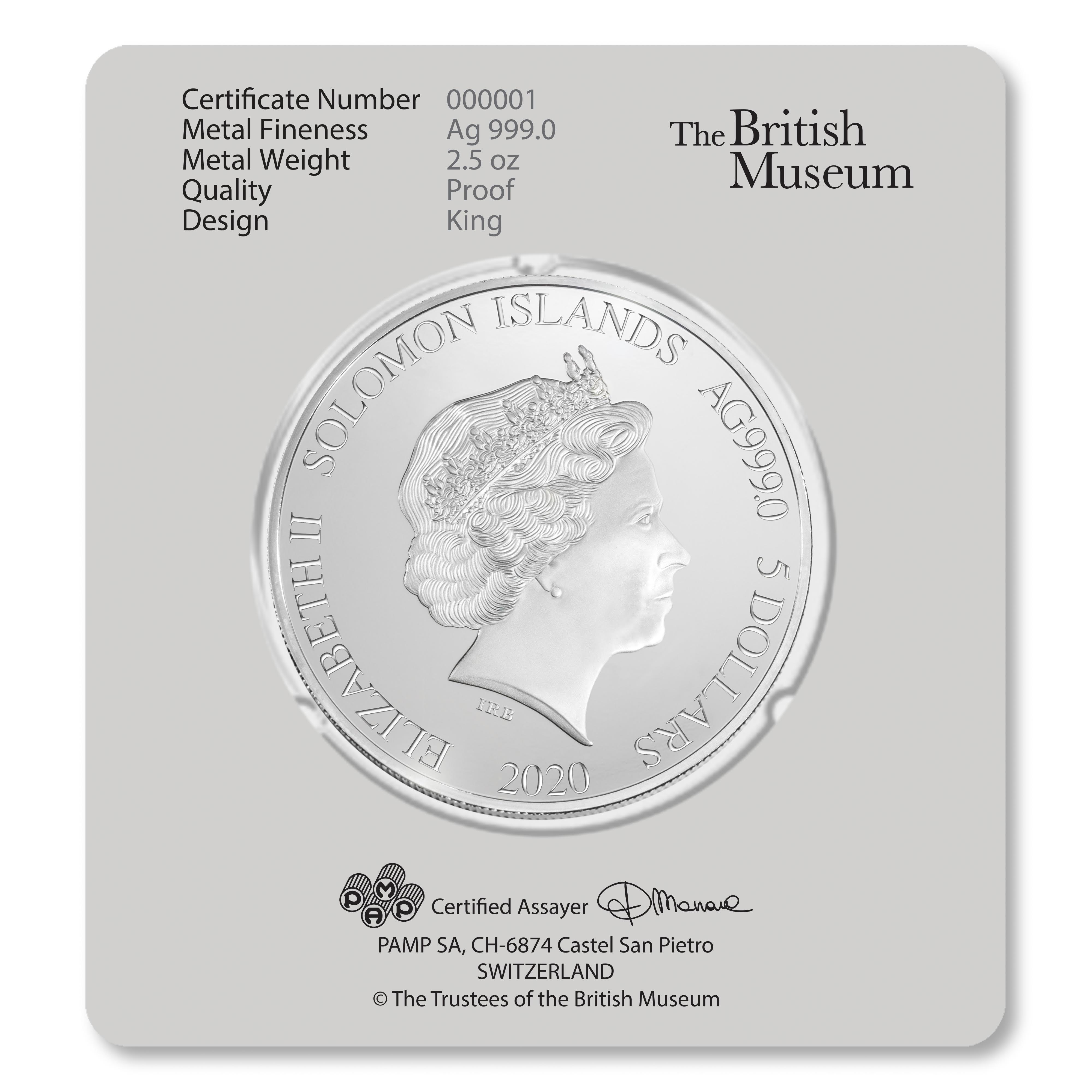 British Museum Lewis Chessmen - The King - 2.5 oz Silver Coin