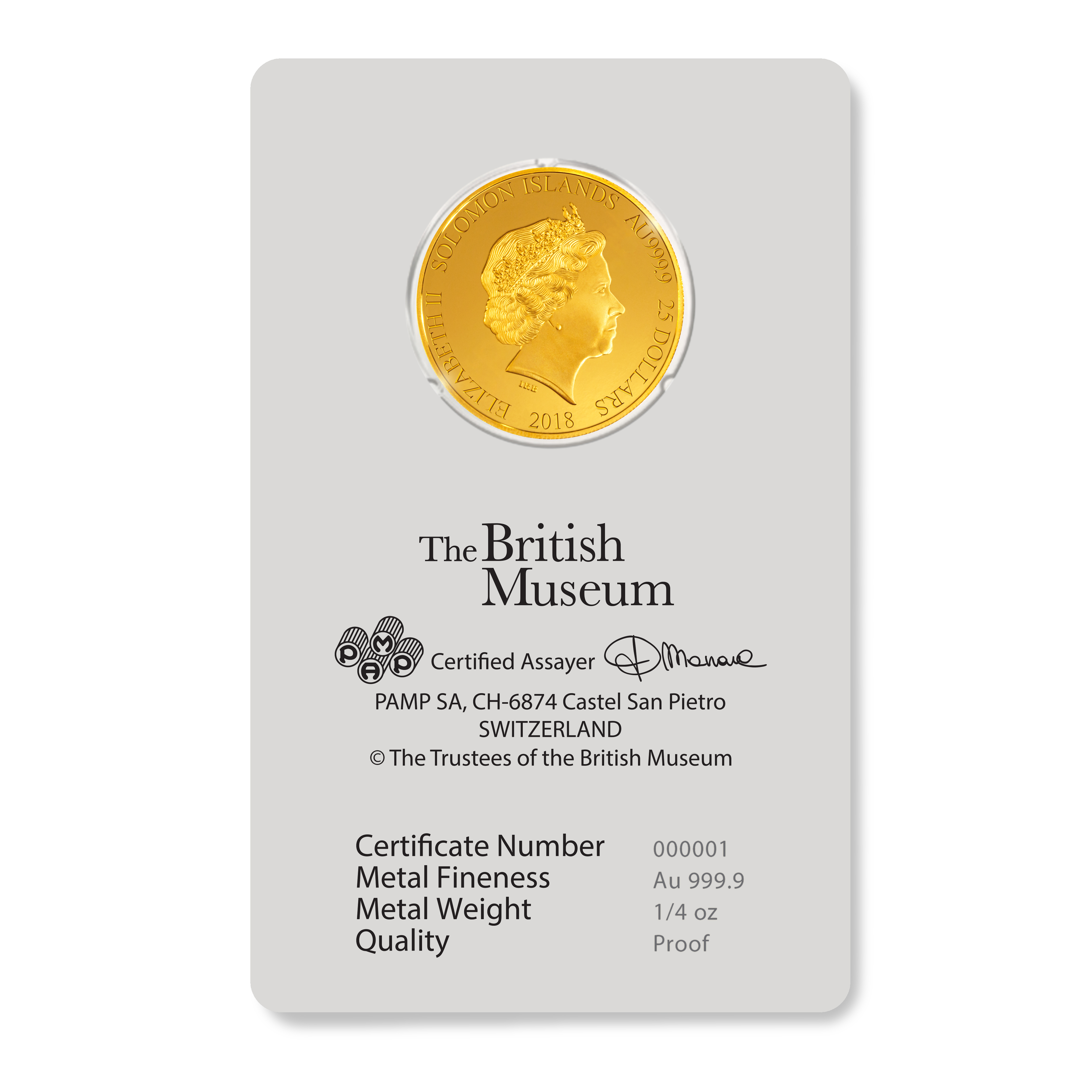 British Museum Gladiator's Helmet 1/4 oz Gold Coin