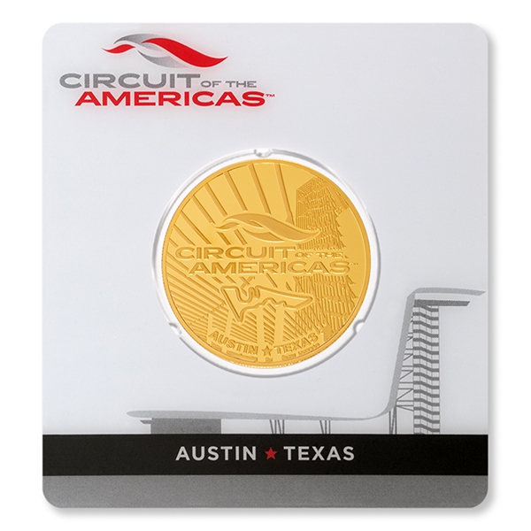 Circuit of the americas packaging gold coin front