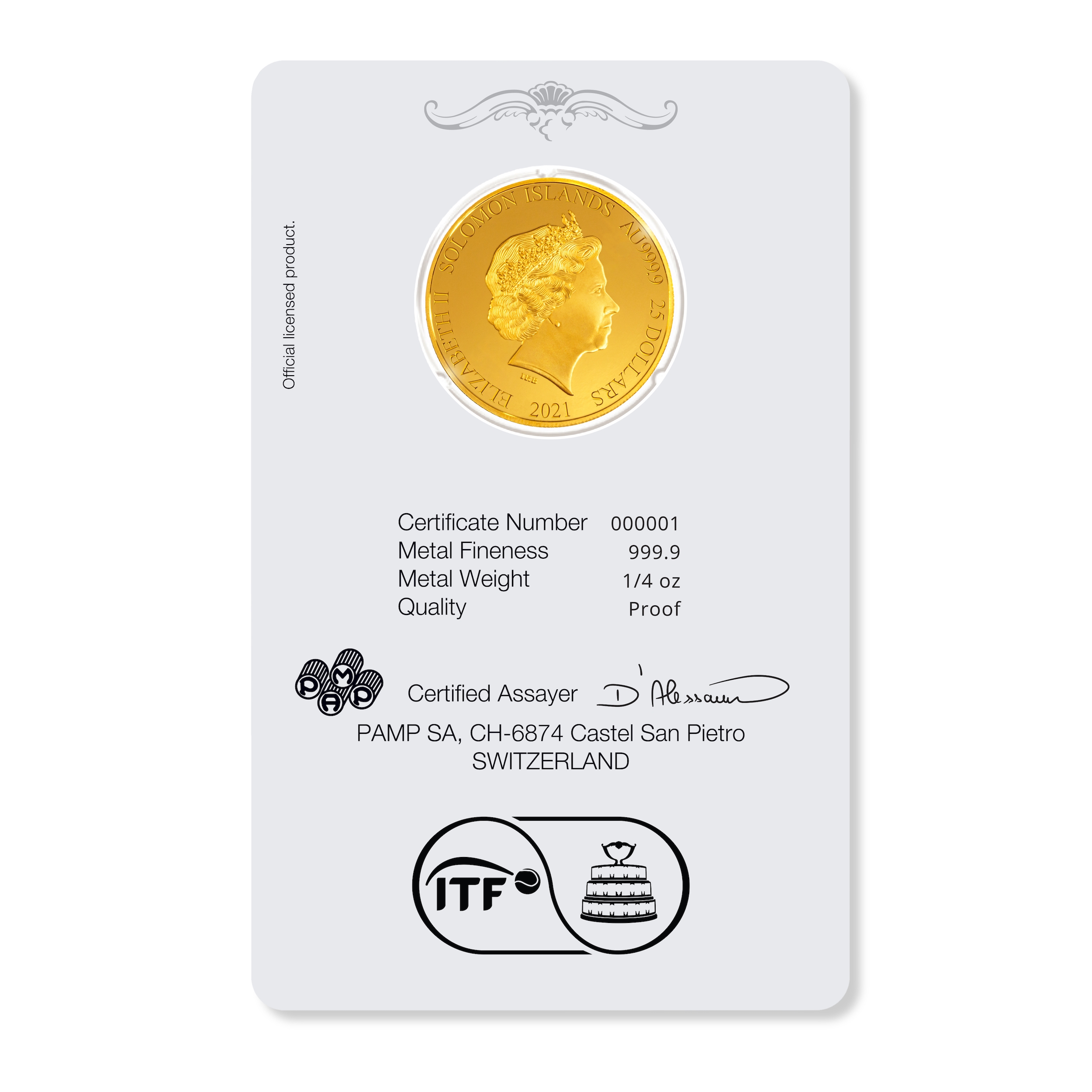 Davis Cup 2021 1/4 oz Gold Coin
