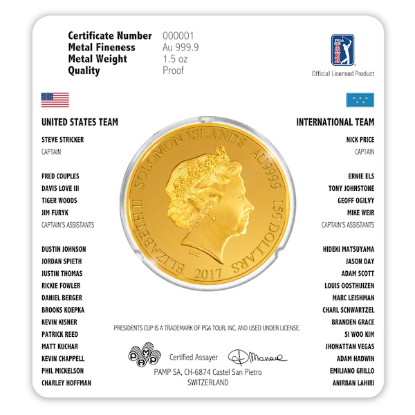pga presidents cup coin gold front