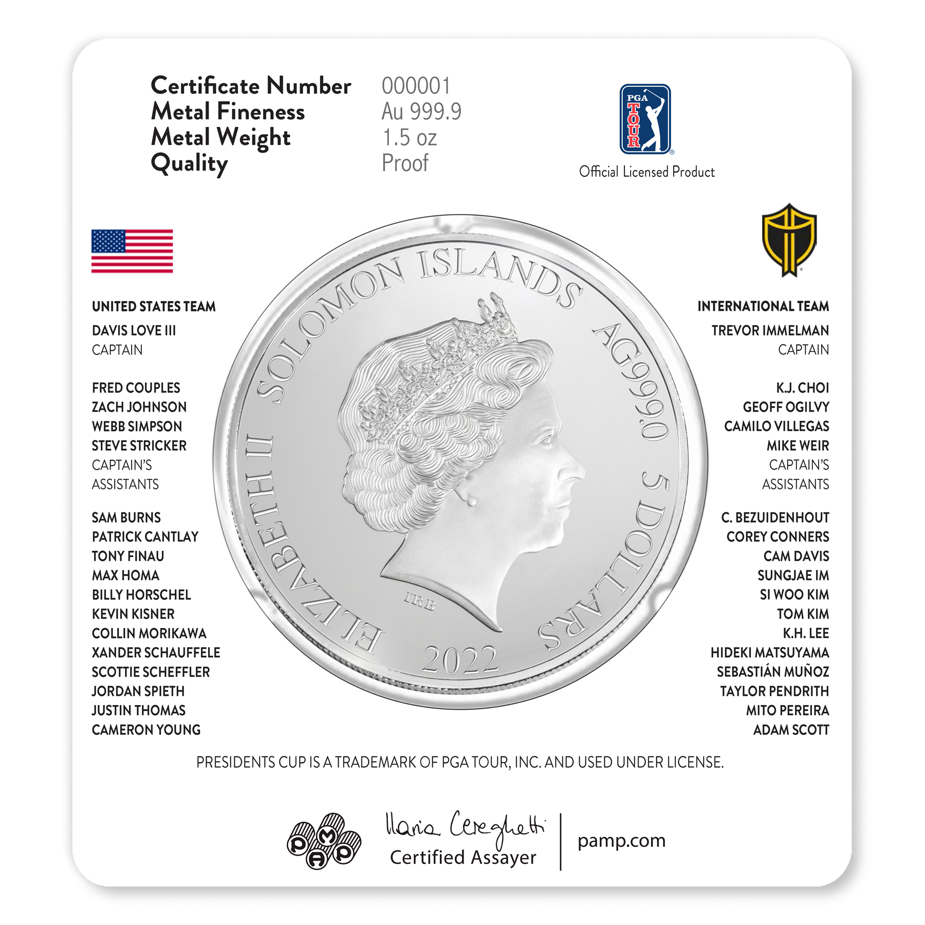 Presidents Cup 2.5 oz Silver Coin 2022