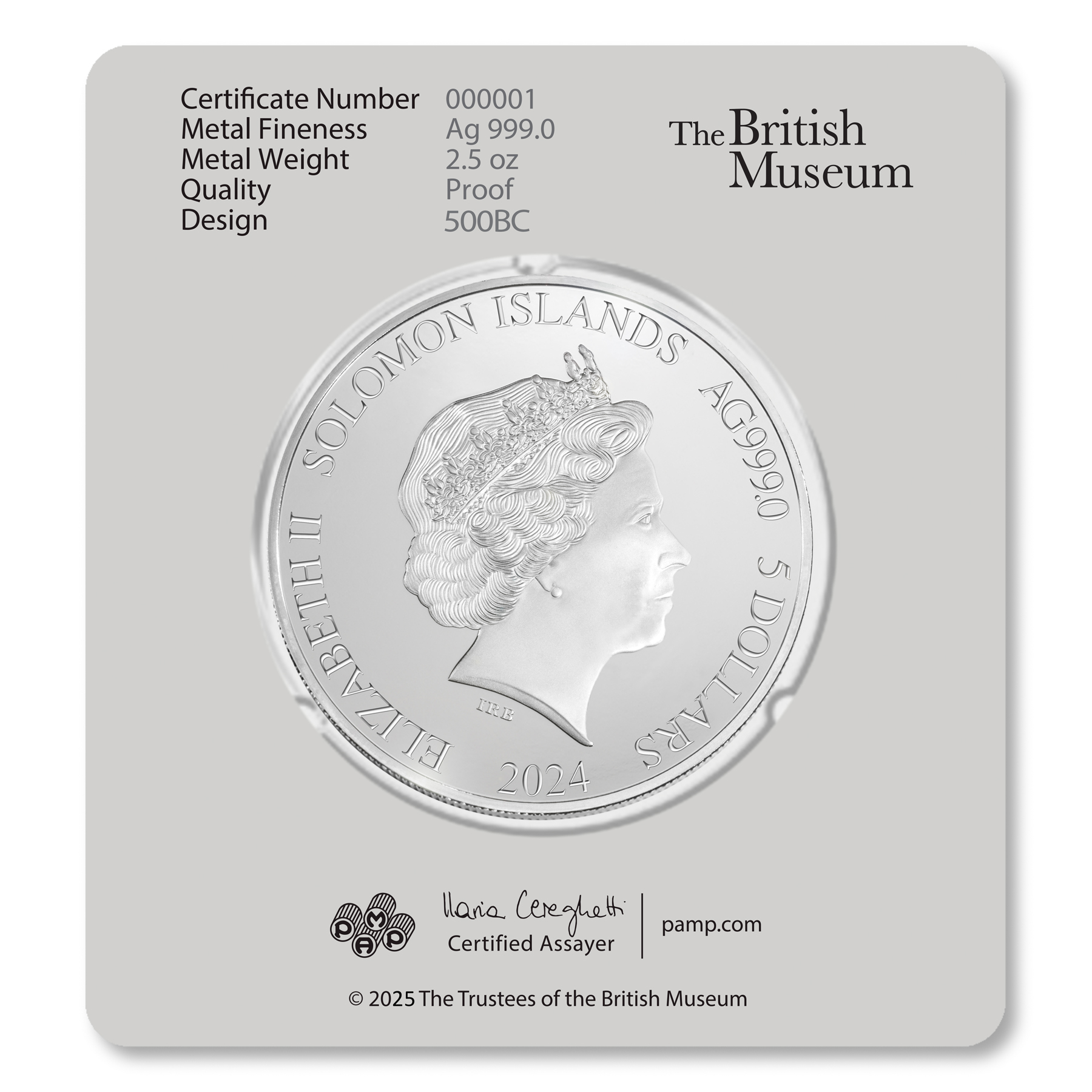 British Museum 500BC Helmet 2.5 oz Silver Proof 2024
