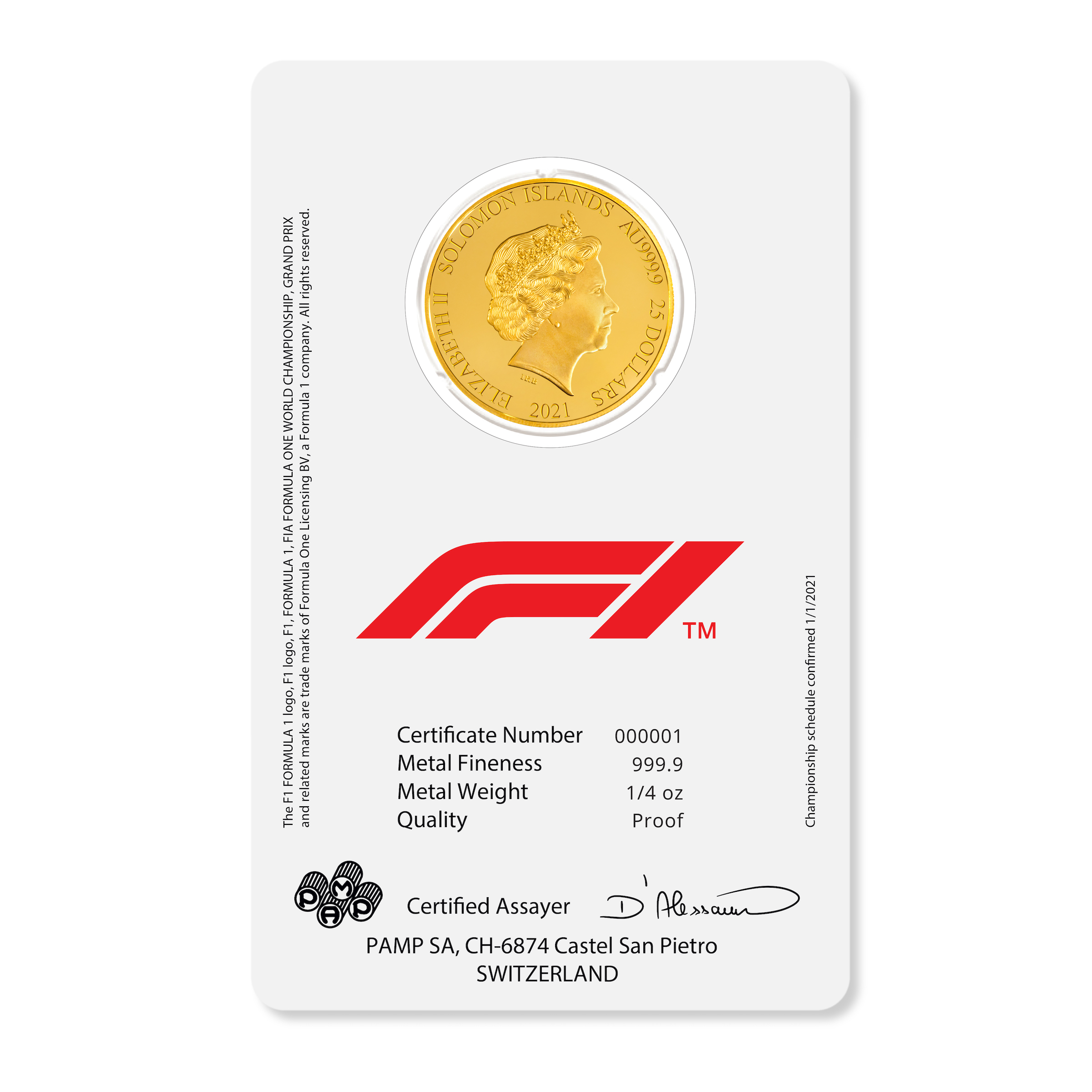 Formula 1® Championship 1/4 oz Gold Coin 2021