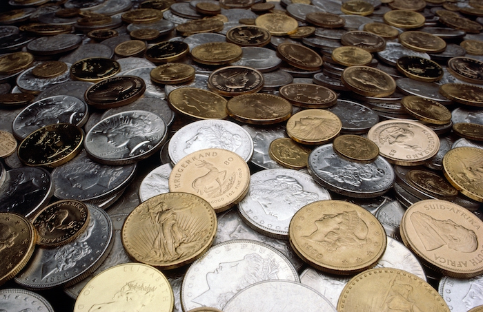 Pile of Gold and Silver Coins