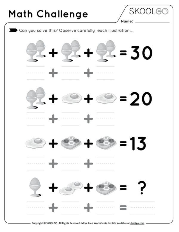 Math Challenge #1 | Free worksheet by SKOOLGO