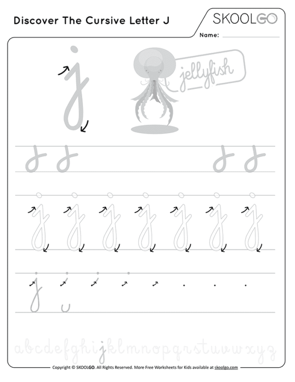 Discover The Cursive Letter J | Free worksheet by SKOOLGO