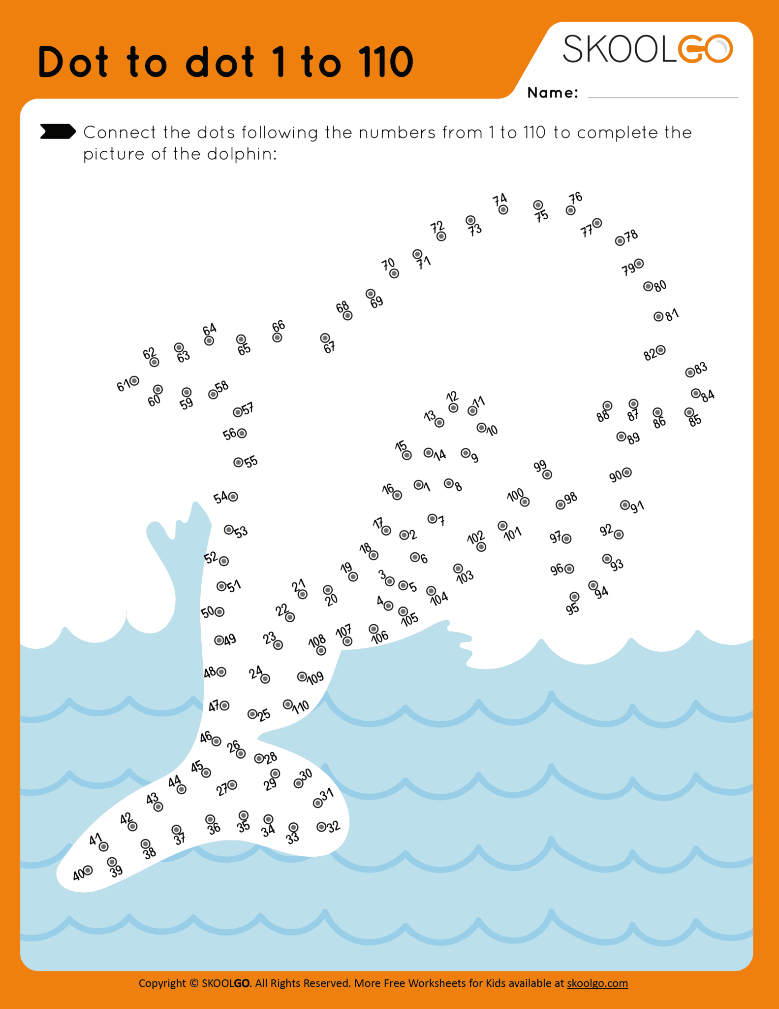 Dot to Dot 1 To 110 Free Worksheet By SKOOLGO