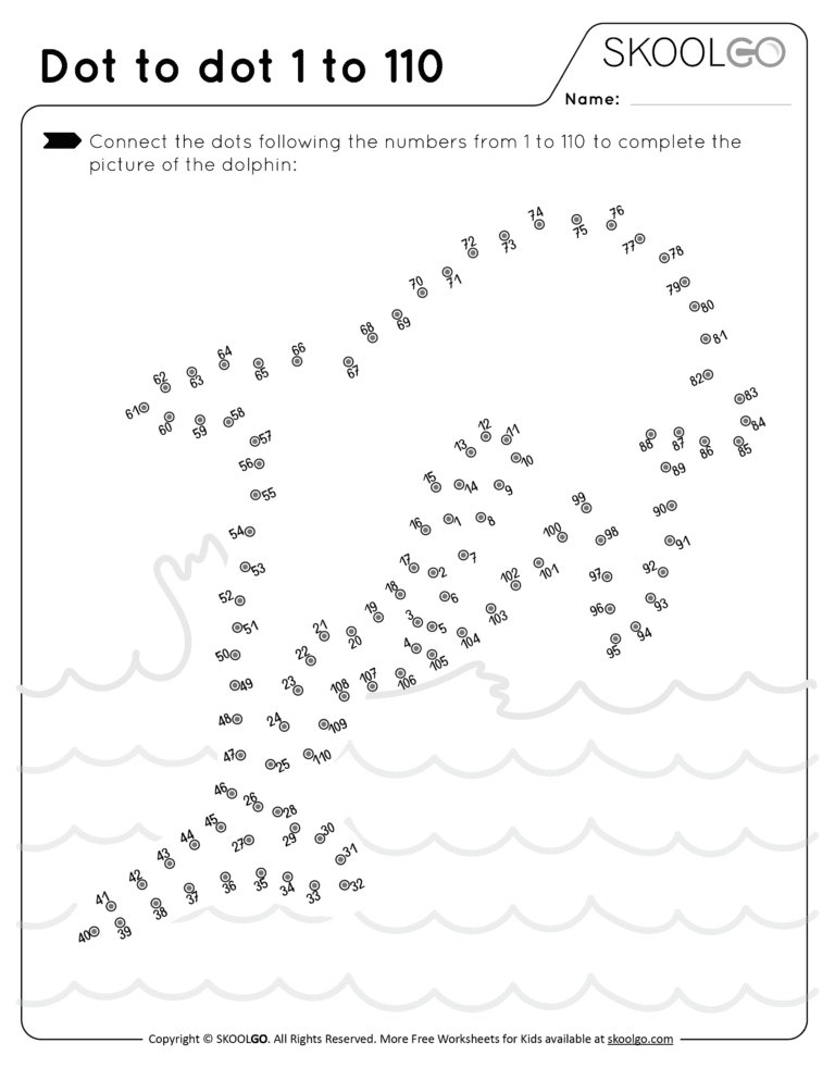 Dot-to-Dot 1 to 110 | Free worksheet by SKOOLGO