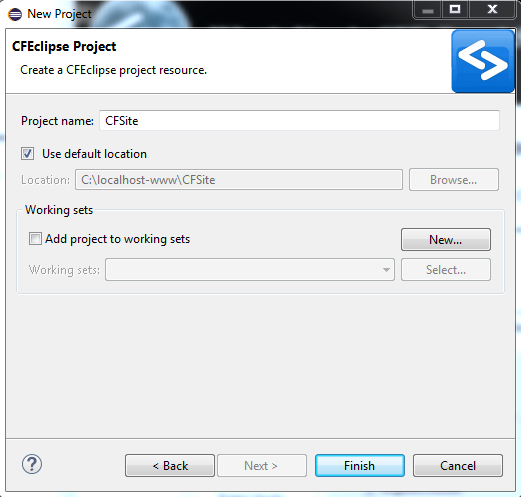 Eclipse New CFML Project Name