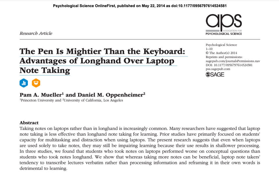 ペンはキーボードよりも強力：<br>ラップトップに対する手書きの利点、ノートを取ること