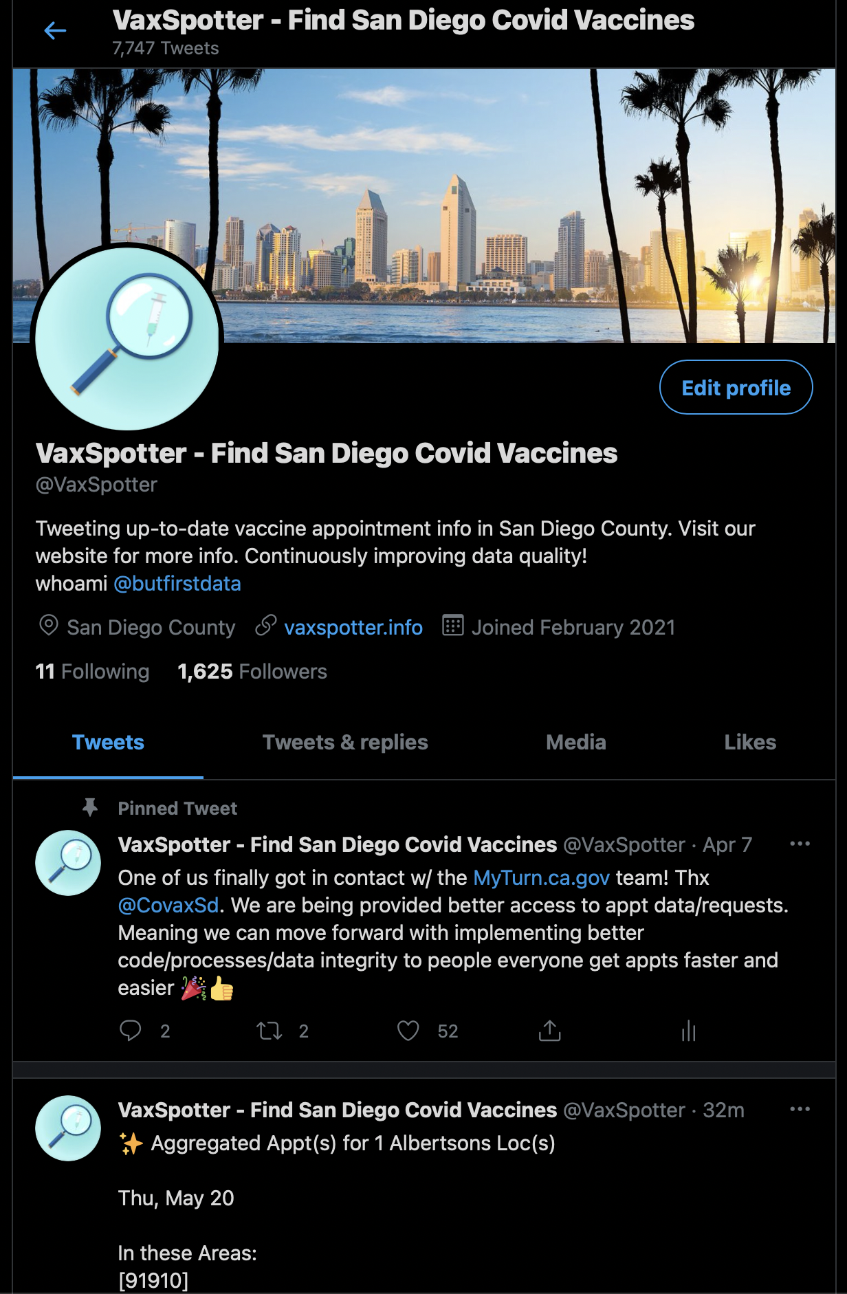 VaxSpotter Twitter