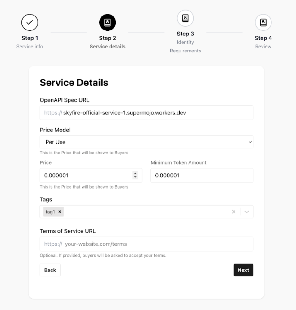 Service Details - Step 2