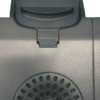 Close-up of Yealink handset clip – desk mount view