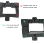 close-up of wall mount holes on 3D printed stand being compared