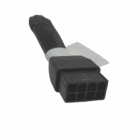 12VHPWR to dual 8-pin RTX power adapter installed on GPU