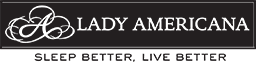 Lady Americana logo with a script A on the left and the words Lady Americana beside it. Below, the slogan reads Sleep Better, Live Better on a black background.