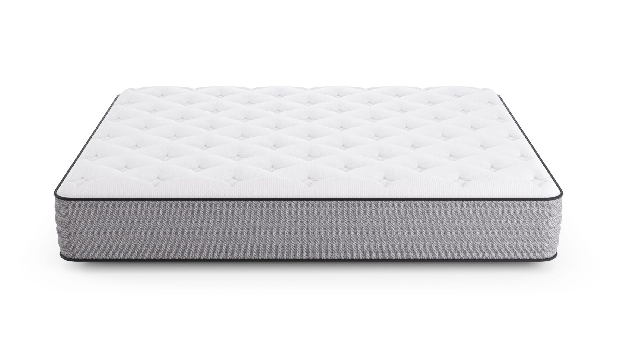The Diamond Mattress Allure Luxury Firm showcases a plush white quilted, tufted top with light gray sides, set against a plain white background.