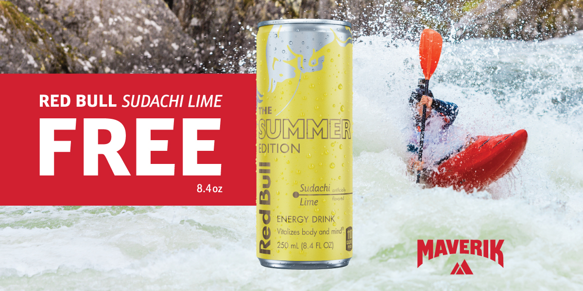 Free 8.4 oz Red Bull Sudachi Lime or Sugar Free Maverik special