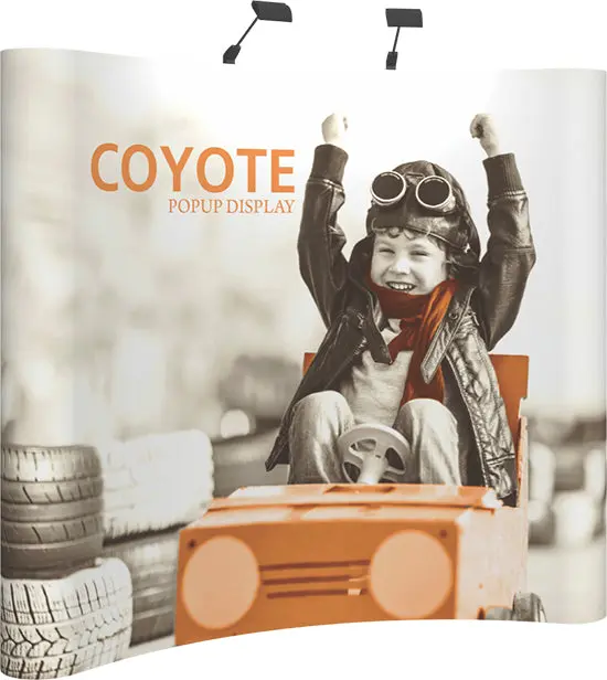 pop-up exhibits, Coyote-8ft-curved-full-height-popup-display, pop-up trade show booths
