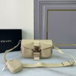 Prada Pocket Nylon And Brushed Bag Beige For Women, Women's Bags 9in/23cm 1BD295_789_F0F24_V_BFO
