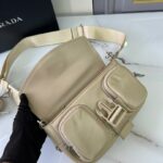 Prada Pocket Nylon And Brushed Bag Beige For Women, Women's Bags 9in/23cm 1BD295_789_F0F24_V_BFO