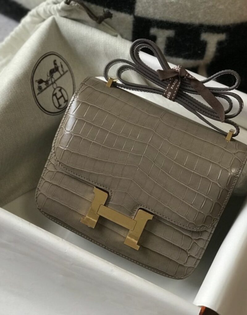 Hermes Mini Constance Bag Grey For Women Gold Color Hardware 7.1in/18cm