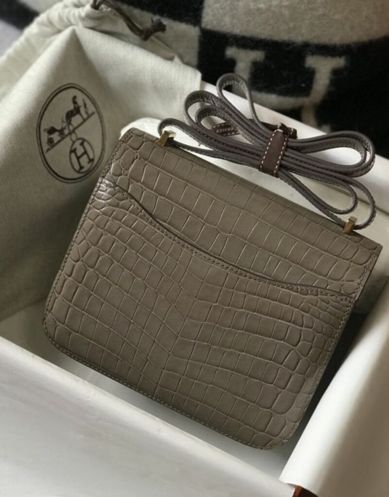 Hermes Mini Constance Bag Grey For Women Gold Color Hardware 7.1in/18cm