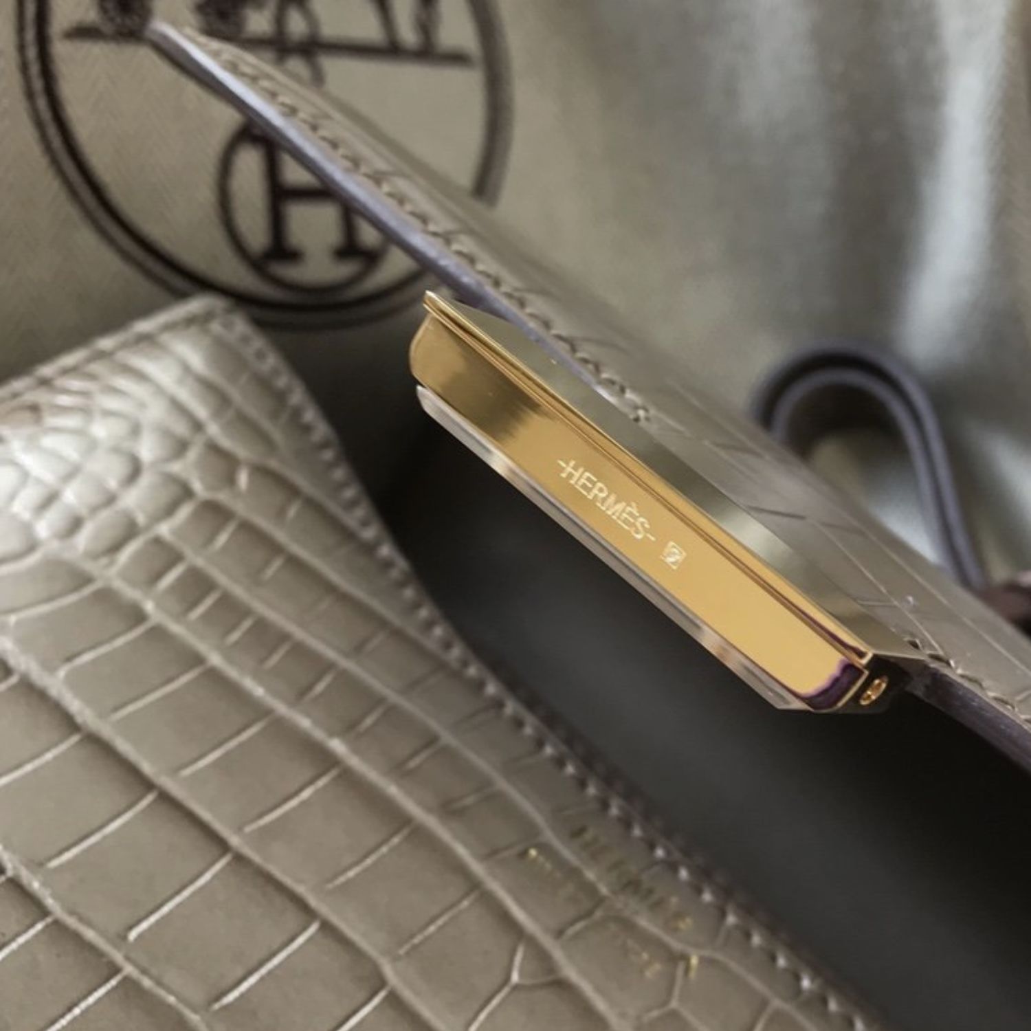 Hermes Mini Constance Bag Grey For Women Gold Color Hardware 7.1in/18cm