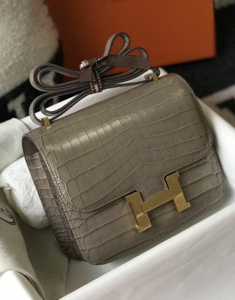 Hermes Mini Constance Bag Grey For Women Gold Color Hardware 7.1in/18cm