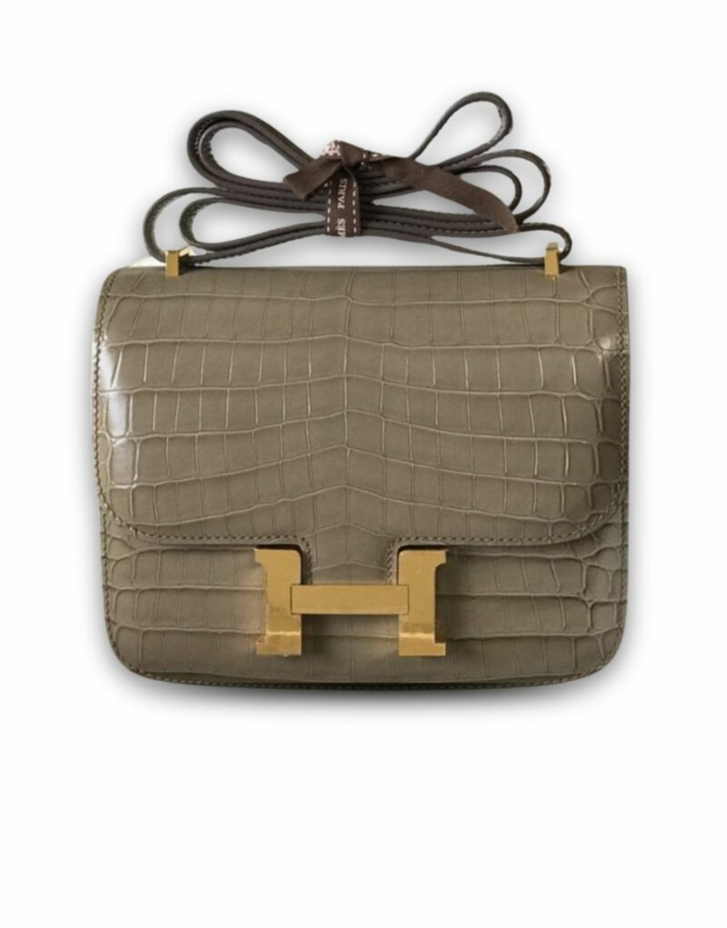 Hermes Mini Constance Bag Grey For Women Gold Color Hardware 7.1in/18cm