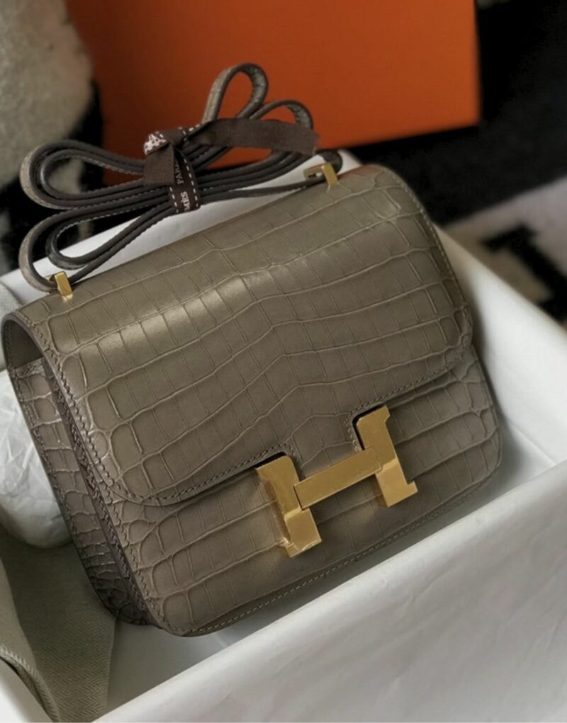 Hermes Mini Constance Bag Grey For Women Gold Color Hardware 7.1in/18cm