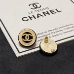 Chanel Huge Button Motif Earrings Gold For Women