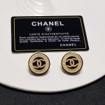 Chanel Huge Button Motif Earrings Gold For Women