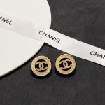 Chanel Huge Button Motif Earrings Gold For Women