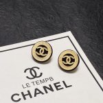 Chanel Huge Button Motif Earrings Gold For Women