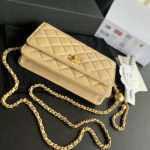 Chanel Wallet On Chain Black/White/Beige For Women 7.5in/19cm AP1450