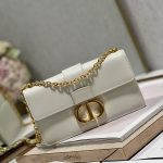 Christian Dior 30 Montaigne East West Bag With Chain White For Women 8.5in/21.5cm M9334UHEL_M030