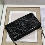 Dior Caro Macrocannage Pouch Black/White For Women 7.5in/19.5cm S5135BNHH_M900