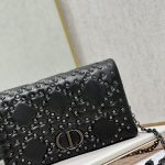 Dior Caro Macrocannage Pouch Black/White For Women 7.5in/19.5cm S5135BNHH_M900