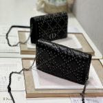 Dior Caro Macrocannage Pouch Black/White For Women 7.5in/19.5cm S5135BNHH_M900