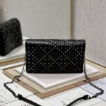 Dior Caro Macrocannage Pouch Black/White For Women 7.5in/19.5cm S5135BNHH_M900