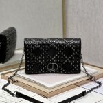 Dior Caro Macrocannage Pouch Black/White For Women 7.5in/19.5cm S5135BNHH_M900