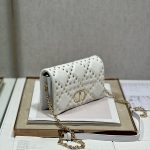 Dior Caro Macrocannage Pouch Black/White For Women 7.5in/19.5cm S5135BNHH_M900